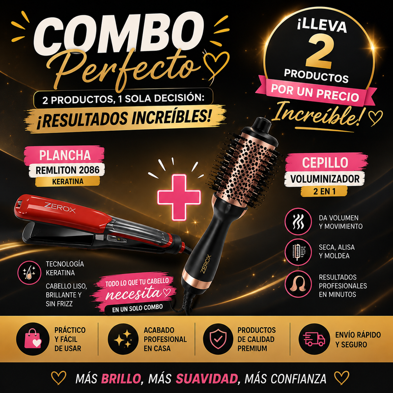 ESCOVA SECADORA + PLANCHA DE CABELLO - COMBO BEAUTY